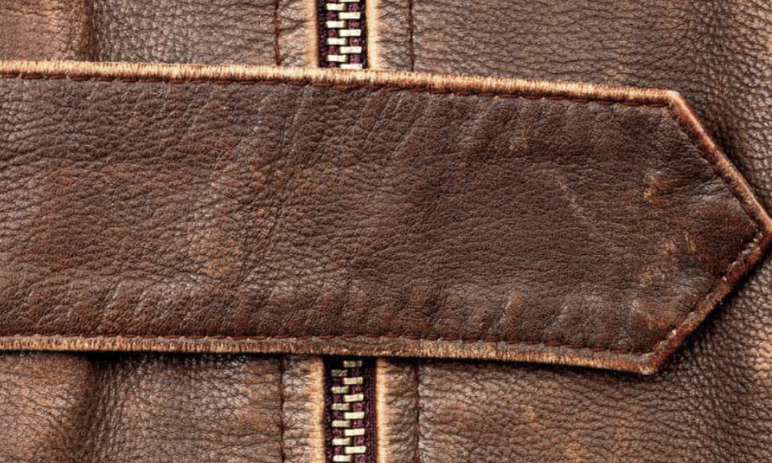 Close-up detail of finished leather